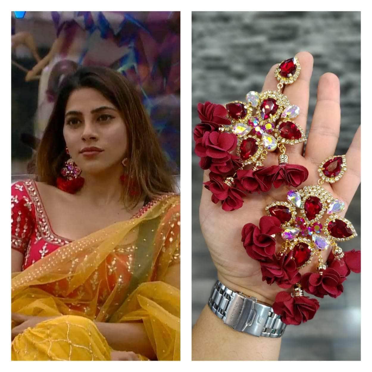 Buy Flower Shape Hanging Earring in India | Chungath Jewellery Online- Rs.  101,530.00 | Hanging earrings, Online earrings, Flower shape